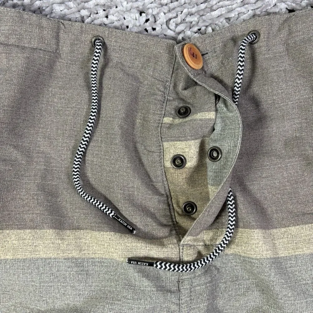 Katin Board Shorts Mens 36 Board Surf Beach Summer Designer Button Fly Hybrid